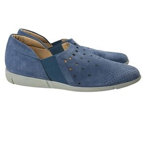 Sesto Meucci Dana Perforated Nubuck Leather Upper Slip-On Shoes Blue Size 8.5 M